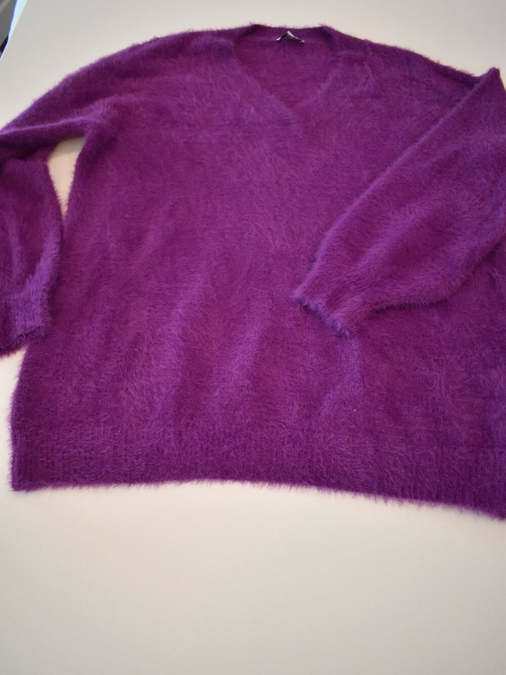 White Birch Women XL Purple Fuzzy Eyelash Knit Sweater Soft Cozy Pullover